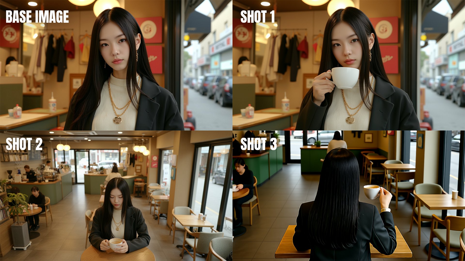 미녀가 컵을 들고 커피를 마시게 하세요-나노 바나나 AI